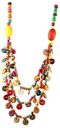 LIFKOME Bunte Mehrschichtige Boho Halskette Mit Kokosnussschalen-anhänger Und Holzperlen Modischer Strand Schmuck Für Damen Vielseitiger Farbmix Natürlicher Look Für Party Und Urlaub