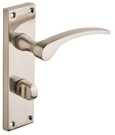 Designer Levers Sofia Long Lever Door Handle, Brushed Satin Nickel, 1 Pair | Bathroom door handle; thumbturn included; zinc construction; includes fixings - screws and spindle; crafted from zinc.