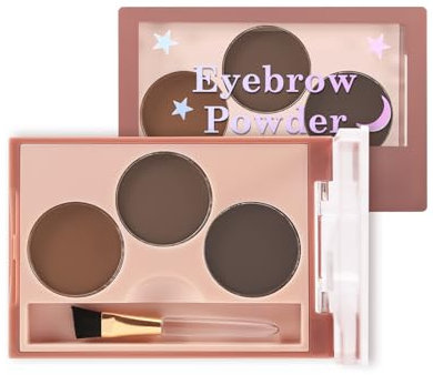 Boobeen 3 colori di polvere per sopracciglia, kit per modellare le sopracciglia, pennello smussato per sopracciglia, per creare sopracciglia perfette in 3D