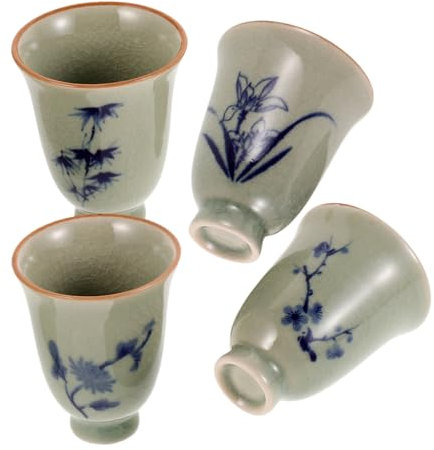 Hemobllo 4piezas Tazas De Cerámica Chinas De Retro Tazas De Kungfu Para Degustación Bowls Para Bebidas Diseño De Para y