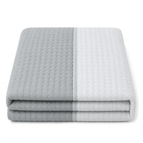 Vionara Home Copriletto Trapuntato Leggero Tinta Unita Bi-Colore, Trapuntino in Morbida Microfibra Double Face, Imbotittura 80gr/mq Primaverile - Estivo, Made in Italy (Grigio, Matrimoniale)