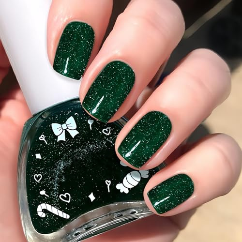 Schimmer Nagellack Grün - 12 Ml Atmungsaktiv Schnelltrocknender Nagellack - Deep Green Glitter Nail Polish für Frauen - Langanhaltender Nagelack ohne UV-Lampe für DIY-Nagelkunst (Green Shimmer)