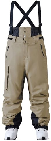 HOTIAN Herren Skihose Hosenträgerhose Baggy Snowboardhose Wasserdicht Winddichte Atmungsaktiv Outdoorhose Winter Warme Oversize Schneehose