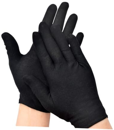 MUELODSIC 12 Paare Schwarze Baumwollhandschuhe Arbeitshandschuhe Dünn Komfortable Schutzhandschuhe für Montage Gartenarbeit und Alltagsschutz