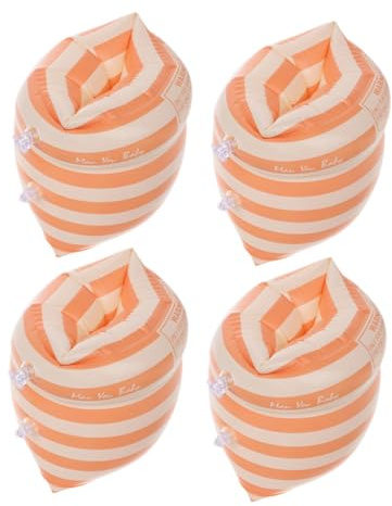 KOMBIUDA 2 Paires Brassards Natation Gonflables PVC à Double Chambre pour Adultes Flotteurs de Bras pour Apprentissage Natation et Loisirs Plage Orange