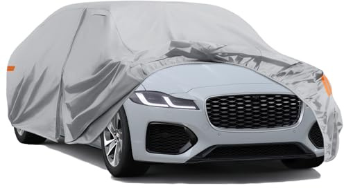 Waterproof Car Cover Custom for Jaguar XF 2007-2024, Grey | All Weather Outdoor Car Covers with Driver Door Zipper for Sun Snow Rain Dust Protection