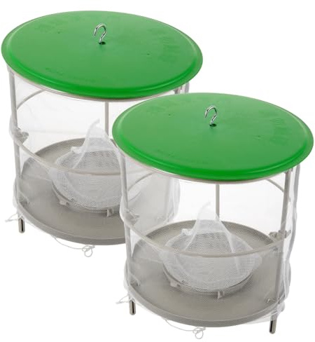 Lurrose 2 pièces Piège à Mouches Suspendu Extérieur avec Couvercle Anti-Pluie Filet pour Capturer Insectes Volants Lot de Cages à Mouches pour Jardin et Ferme