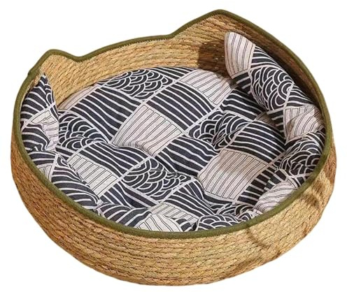 Cama Cesta para Gatos | Suministros Mascotas Tejidos Y Lavables con Cojín Y Almohada - Cama Alfombra para Gatos - para Interior Exterior Viaje Coche Camping Ventana Silla Sofá Habitación