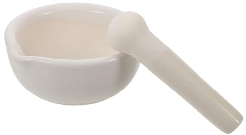 DECOMELODY Mortero de Cerámica Blanco para Moler Granos y Medicinas, Herramienta Versátil y Compacta Adecuado para Laboratorio y Uso Portátil