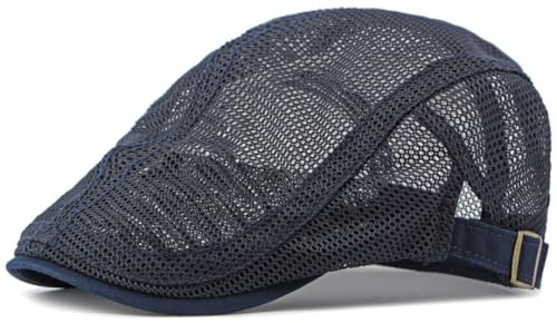 Barett Baskenmützen Für Herren Baskenmützen Männer Frauen Atmungsaktive Mesh Sonnenkappe Verstellbare Schiebermütze Männliche Künstlerin Künstler Maler Baskenmütze (55-60Cm Verstellbar/Marineblau)