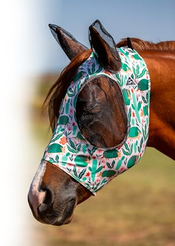 Professional's Choice Comfort-Fit Fly Mask | Smooth, Stretchy Material | Mesh Around The Eyes and Ears Allows for Clear Vision and Keeps Flies and Bugs Away | Horse Size | Armadillos