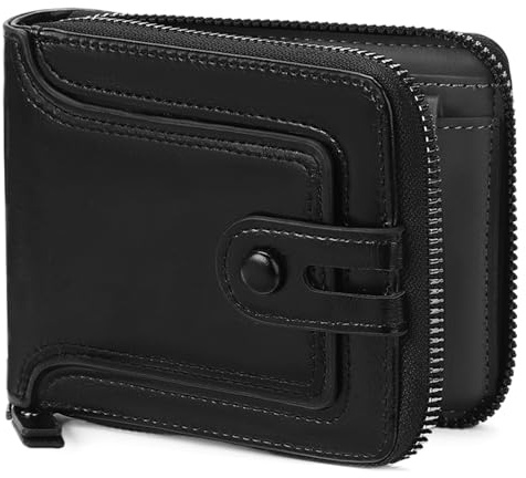 SENDEFN Portafoglio Uomo, Porta Carte con Tasca per Moneta | Portafogli RFID Blocco con Cerniera, Portacarte in Pelle Vegan