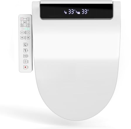 YU YUSING Electronic Smart Bidet Toilet Seat with Heated Seat | Warm Air Drying | Adjustable Warm Water, Self-Cleaning Nozzle, Nightlight & Temp Display | UK Standard, White