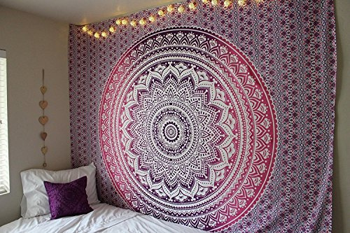 Popular Handicrafts Wandteppich, indisches Mandala, Hippie-Wandbehang, Bohemian-Tagesdecke