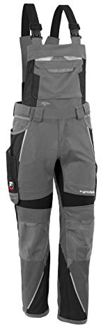 Grizzlyskin Salopette Iron – Pantaloni da Lavoro per Uomini e Donne, Unisex Blaumann, Pantaloni protettivi in Coduro con Molte Tasche, Taglia Normale Grigio/Nero 60