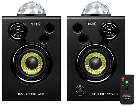 Hercules DJSpeaker 32 Party – Portable 2-Way DJ Speakers with LED Lights for Events and Parties
