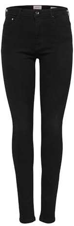 Damen ONLY High Waist Skinny Fit Jeans Lange Denim Stretch Hose ONLPAOLA Basic Röhrenjeans Cotton Pants, Farben:Schwarz, Größe:S / 32L