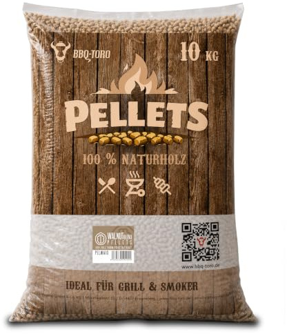 BBQ-Toro Grillpellets Walnuss aus 100% Holz (vorwiegend Walnuss) | 10 kg | Walnusspellets für Grill, Smoker, Pellet-Pizzaofen und Heizungsanlagen | Grillpellets Smoker, Holzpellets Smoker