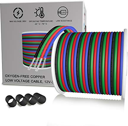 AOTOINK 15M RGB Verlängerungskabel 4 Polig Kabel 4x0.32mm² für SMD 5050 3528 2835 RGB LED Streifen