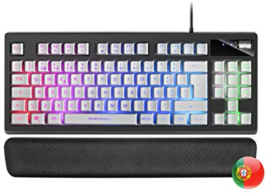 Mars Gaming MKAXWPT TKL H-Mech Kompakttastatur, RGB-Beleuchtung mit 9 Effekten, Gel-Handballenauflage, Weiß, Portugiesisch