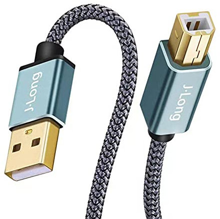 Printer Cable 1M,Nylon Braided USB Printer Cable USB 2.0 Type A Male to B Male Scanner Cord High Speed for Brother, HP, Canon, Lexmark,Dell, Xerox, Samsung etc (1m/3ft)