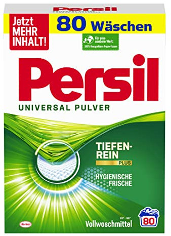 Persil, Universal Pulver, Vollwaschmittel, 80 Waschladungen, kraftvolle Fleckenentfernung für hygienisch reine Wäsche