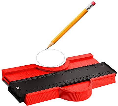 Contour Gauge Profile Tool – Laminate Flooring Tools for Carpets, Tiles, Flower Strips – DIY Profile Gauge Duplicator Tool for Measuring, Marking, Duplicating and Installing (25cm/10inch, Red)