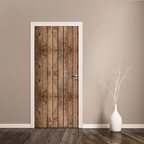 Türtapete Selbstklebend 80X200 Braunes Holz Türtapete Selbstklebend Türposter,Fototapete Selbstklebend 3D Pvc Türaufkleber Diy Türbild,Türfolie Poster Tapete