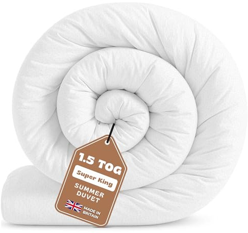 GG GONZALO GRACIA Super King Duvet 1.5 Tog | Suitable for Cool Summer Duvet for Hot Nights | Made in UK Quilt | Anti-Allergy, Breathable & Hollowfibre Filling Duvets (Super King, 260x220cm)
