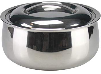 Stainless Steel Hot Pot Insulated Food Warmer Storage Double Wall Round Deep Casserole Hotpot Serving Dish Thermal Serving Bowl Rice, Soup Chappati Roti Meals Tortilla Holder (2000ml)
