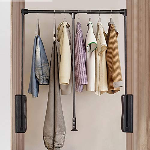 Ausziehbare Kleiderstange für (54–125 cm) Kleiderschrank, anhebbare Kleiderstange mit Puffersystem, Kleiderstange mit verstellbarer Breite, Tragkraft: 20 kg (Größe: 92–125 cm) Decoration
