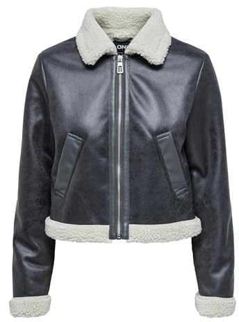 ONLY Onlbetty Bonded Zip jacka Cc OTW bikerjacka för kvinnor, Magnet/detalj: pumice stone, XS