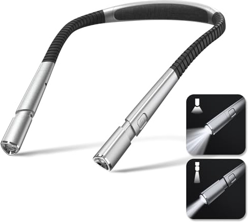 Vekkia Reading Light for Books in Bed, Retractable Neck Light, 2 Color&5 Brightness, Rechargeable Book Lamp, Long Lasting, Knitting,Crafting,Repairing