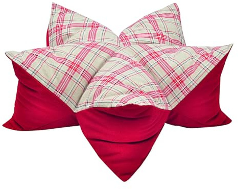 Aumüller Sternenkissen Karo, Beige/Rot - 85 cm - Liegekissen für Hunde und Katzen
