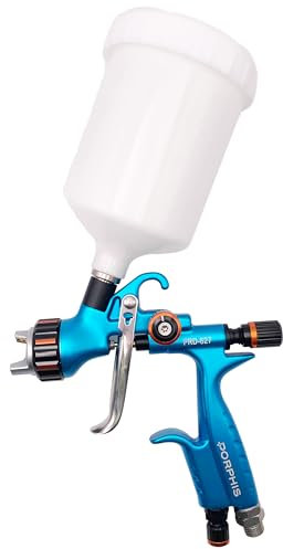 PORPHIS HVLP Spray Gun with Replaceable 1.4mm Nozzles Needle Cap Automotive Air Paint Sprayer Gun Kit with 600cc Capacity Cup for Car Primer,Furniture Surface Spraying,Wall Painting,Base Coatings