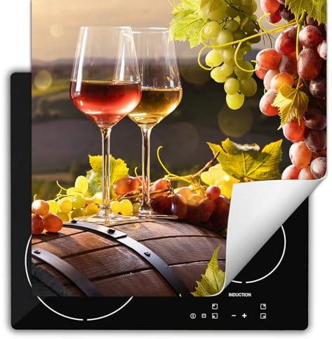 SMTDeco herdabdeckplatte Induktionsmatte herdabdeckung ceranfeld abdeckplatten für ceranfelder induktionskochfeld schutzmatte 60x52 cm Wein Fass Rot