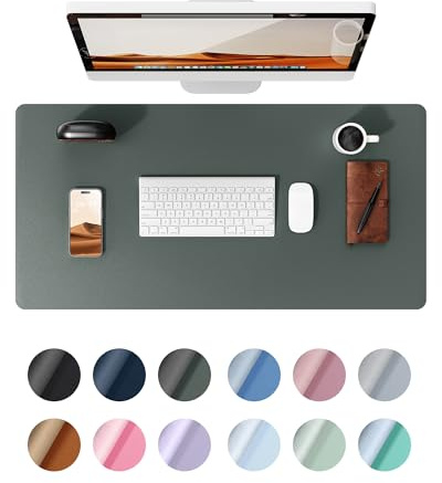 YSAGi Schreibtischunterlage, Großes Leder Mauspad 80x40cm, Dunkelgrün | Premium Schreibunterlage, Rutschfeste Tischunterlage, Multifunktionales Mousepad Schreibtisch Zubehör für Büro & Homeoffice