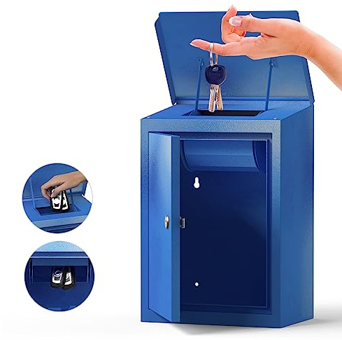 DiDiHere Schlüsselbox für Autos, Schlüsselrückgabebox, Wandhalterung, Anti-Diebstahl und wasserdichtes Design für den Außenbereich, robuste sichere Aufbewahrungsbox für Hotel, Autovermietung, großes