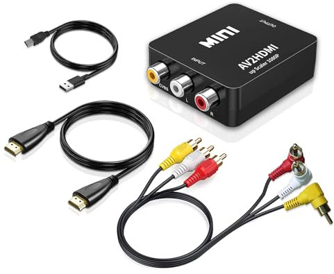 baolongking Adattatore da AV a HDMI, convertitore da AV a HDMI, 1080P a HDMI CVBS, adattatore video audio composito AV per PS2 Wii SNES N64/TV/PC/PS3/STB/VCR/lettori DVD Blue-Ray (RCA e