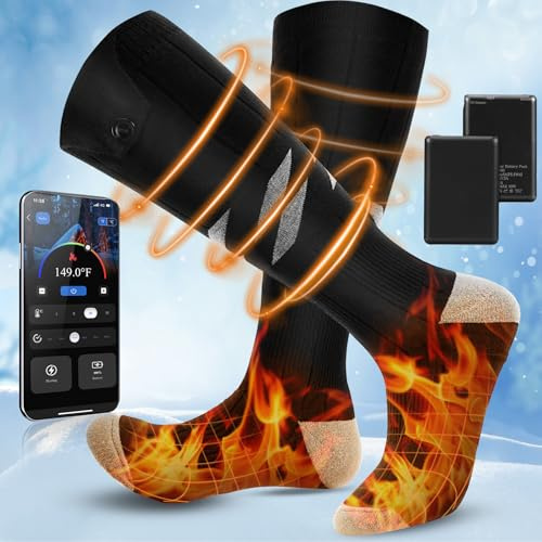 LYtech Calze Riscaldate a Batteria 7000mAh per Uomo e Donna Controllo con APP Calzini Riscaldabili Ricaricabili Calze Riscaldabili Elettricamente Calzini Elettrici Calzino Termiche Riscaldanti