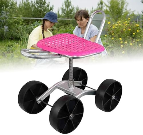 Robuster Roll-Gartenhocker mit 360° Drehgelenk, höhenverstellbar und faltbarem Sitz, Rollstuhl, Garten-Kniebank und Rollstuhl, für Jäten und Pflanzen im Freien