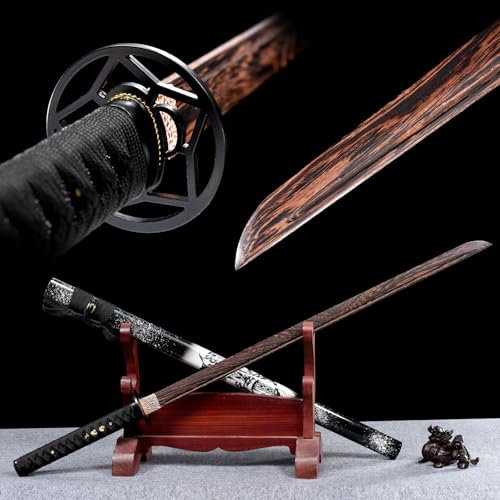 HJHUUA Bokken Hecho a Mano,Espada de Entrenamiento de Madera,Katana de Palisandro Natural,Espada Recta samurái de Madera para práctica de Kendo,Regalos,decoración,Cosplay,accesorios-102,5 cm