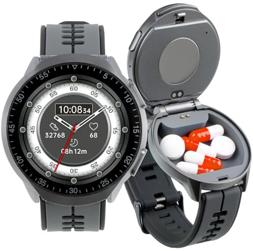 KANGYAN Smart Watch Pill Box, Fitness Smartwatch with Bluetooth Call for Men, Water Resistant Pill Organizer for Emergency, Pill Case for Emergency, Small Pill Container for Vitamin, Fish Oil