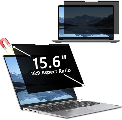 Hinnwer Filtro Schermo Privacy per 15,6 Pollici 16:9, Rimovibile, Anti Luce Blu, Anti-Spia, Filtro Privacy Magnetico Ultrathin Computer Portatili per HP/dell/Acer/Lenovo/Thinkpad/Samsung/ASUS/Sony