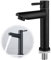 Fine jade2 Grifo Lavabo Negro de Latón de Solo Agua Fría Grifería Agua Fria de Aseos para Invitados proceso de pintura negra, acero inoxidable, lavabo