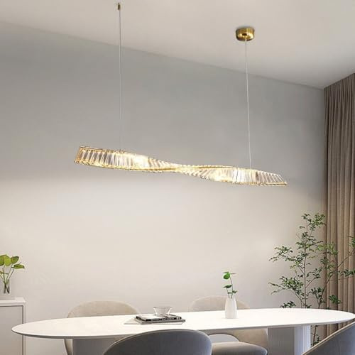 BBWO LED Pendellampe Moderne K9 Kristall Pendelleuchte Esszimmer Dimmbar Hängeleuchte HöHenverstellbare Esstisch Hängeleuchte Kronleuchter for Wohnzimmer Esszimmer KüChe Cafe deckenleuchte(100cm)