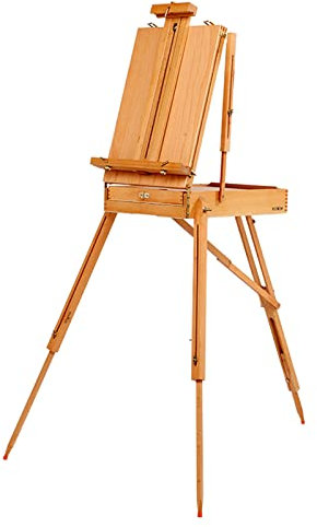 ABBNIA Caballetes de Madera para Pintar, trípode Ajustable con Caja de Dibujo, Caballete de Arte portátil y Plegable para Dibujar en Interiores y Exteriores, A-190 cm