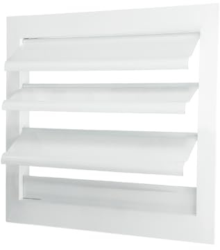 PATIKIL 8x8 Inch Aluminum Vent Cover, Louver Shutter Exhaust Fan Louvered Vent Automatic Gravity Square Grill Self-Closing Vent Cover for Greenhouse Industrial Exhaust HVAC System, White