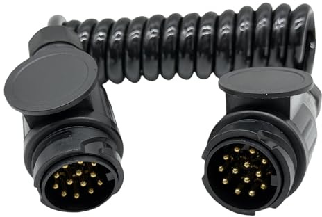 Sepzlly Spiralkabel Verlängerungskabel, 13-polig auf 13 Polig Adapter Stecker Männlich Stecker Verbindung 2.0m Anhängerstecker Anhängerkabel Kabeladapter für Bootstrailer Anhänger Caravan Wohnwagen