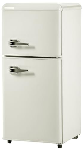 Frigorífico Con Congelador 22L,Combinación De Frigorífico-Congelador 60L,86,8Cm De Alto,45,5Cm De Ancho, Diseño De Doble Puerta,102Kwh/Año,7 Ajustes De Temperatura,Iluminación LED,White